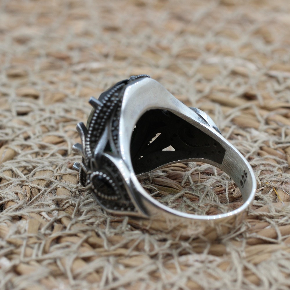 Emerald Men's Ring, Ottoman Men's Ring, Handmade Men's Ring, Turkish Handmade Men's Ring, Men's Jewelry, Gift for Him, 925 Sterling Silver Emerald Men's Ring, Ottoman Men's Ring, Handmade Men's Ring, Turkish Handmade Men's Ring, Men's Jewelry, Gift for Him, 925 Sterling Silver