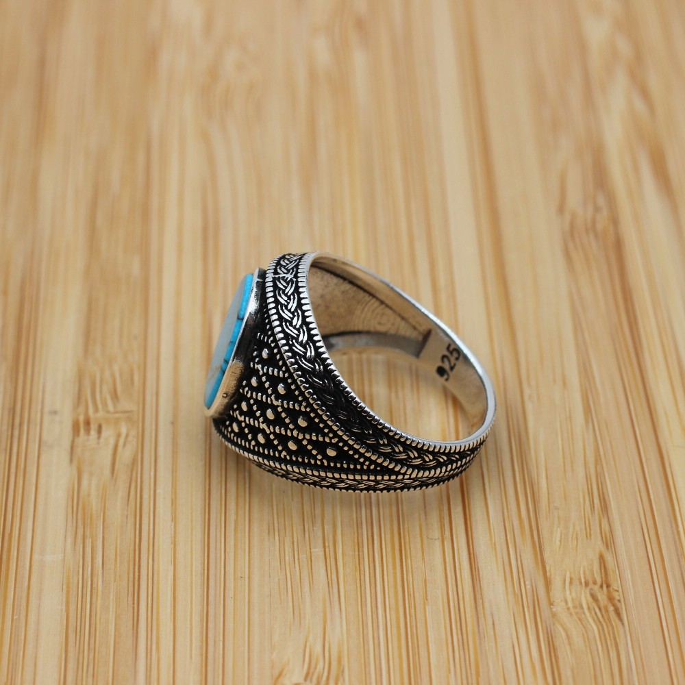 Turkish Handmade Silver Men's Ring, Men's Handmade Ring, Men's Ring, Turquoise Men's Ring, Ottoman Ring, Gift for Him, 925k Sterling Silver, Turkish Handmade Silver Men's Ring, Men's Handmade Ring, Men's Ring, Turquoise Men's Ring, Ottoman Ring, Gift for Him, 925k Sterling Silver,