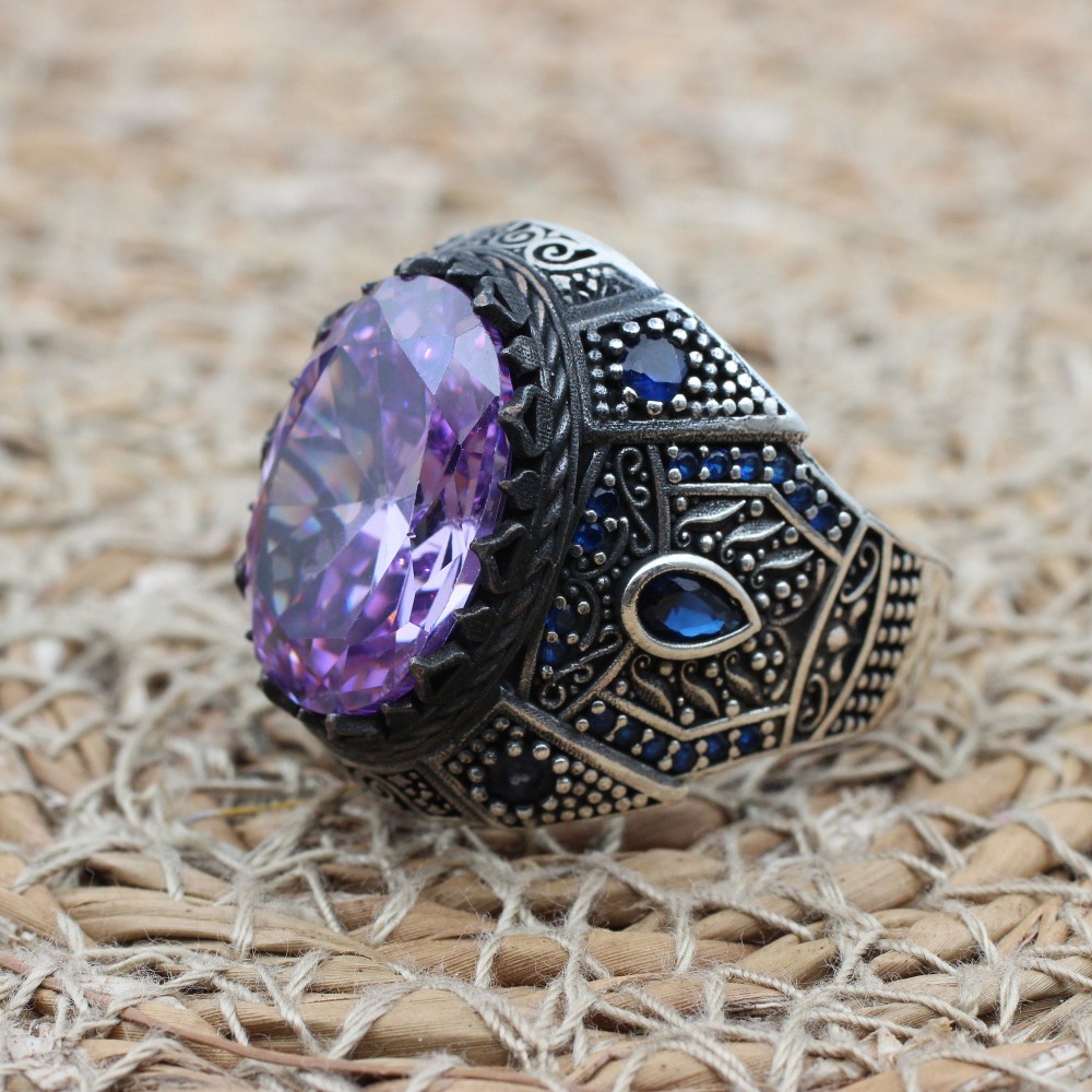 Amethyst Men's Ring, Mens Handmade Ring, Turkish Handmade Silver Men Ring, Ottoman Men Ring, Men Jewelry, Gift for Him, 925k Sterling Silver Amethyst Men's Ring, Mens Handmade Ring, Turkish Handmade Silver Men Ring, Ottoman Men Ring, Men Jewelry, Gift for Him, 925k Sterling Silver
