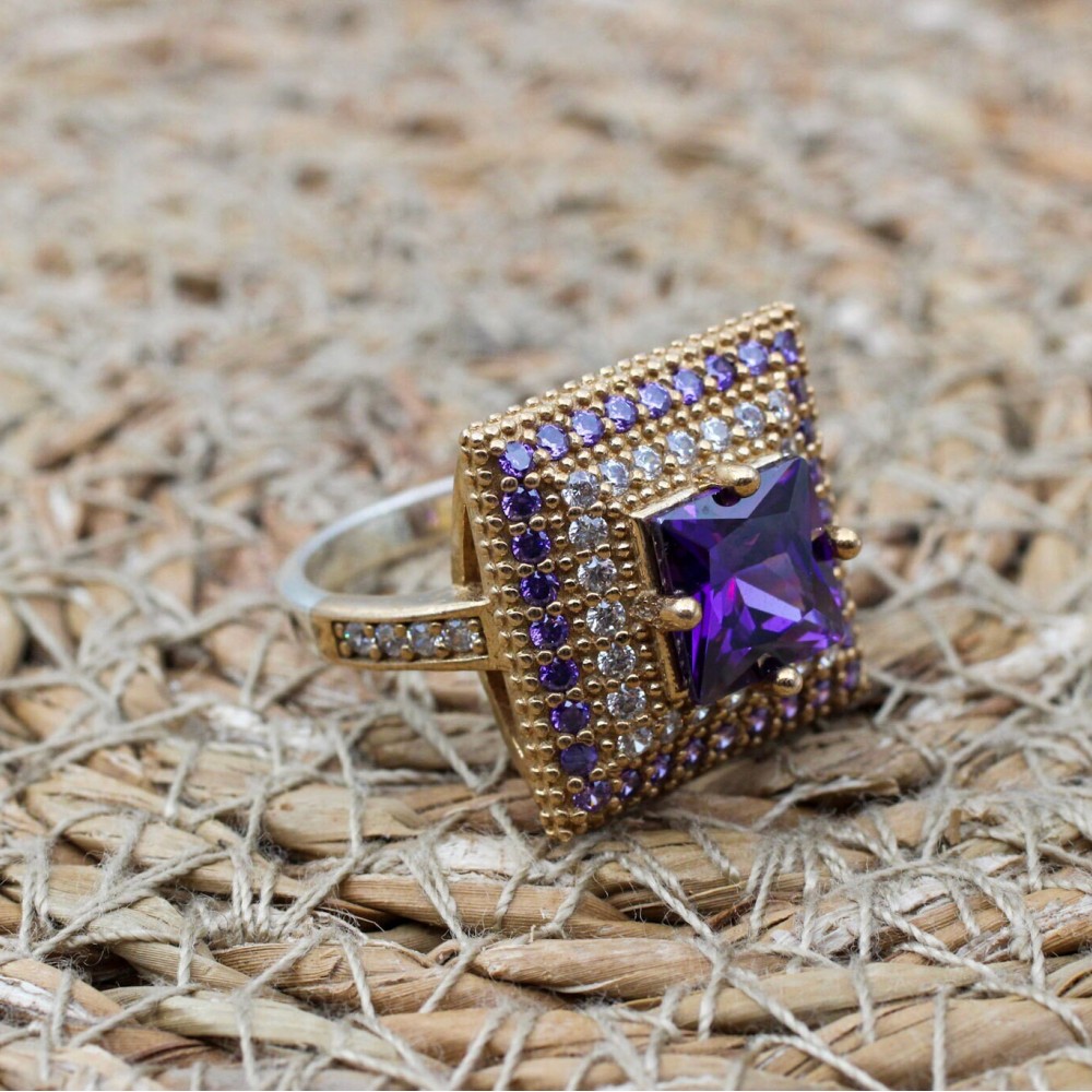 Amethyst Ring, Handmade Women's Ring, Turkish Handmade, Silver Ladies Ring, Ottoman Ring, Authentic, Ladies Ring, 925k Sterling Silver Ring,