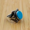 Turquoise Men's Ring, Handmade Ring, Turkish Handmade Silver Men Ring, Ottoman Ring, Men's Jewelry, Gift for Him, 925k Sterling Silver Ring
