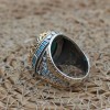 Mens Handmade Ring, Turkish Handmade Silver Men Ring, Ottoman Ring, Aquamarine Ring, Men's Jewelry, Gift for Him, 925k Sterling Silver Ring