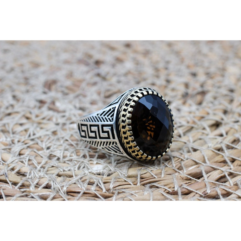 Alexandrite Mens Ring, Ottoman Mens Ring, Handmade Mens Ring, Turkish Ring, Oval Stone Ring, Mens Jewelry, Gift for Him, 925 Sterling Silver