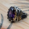 Amethyst Men's Ring, Mens Handmade Ring, Turkish Handmade Silver Men Ring, Ottoman Men Ring, Men Jewelry, Gift for Him, 925k Sterling Silver