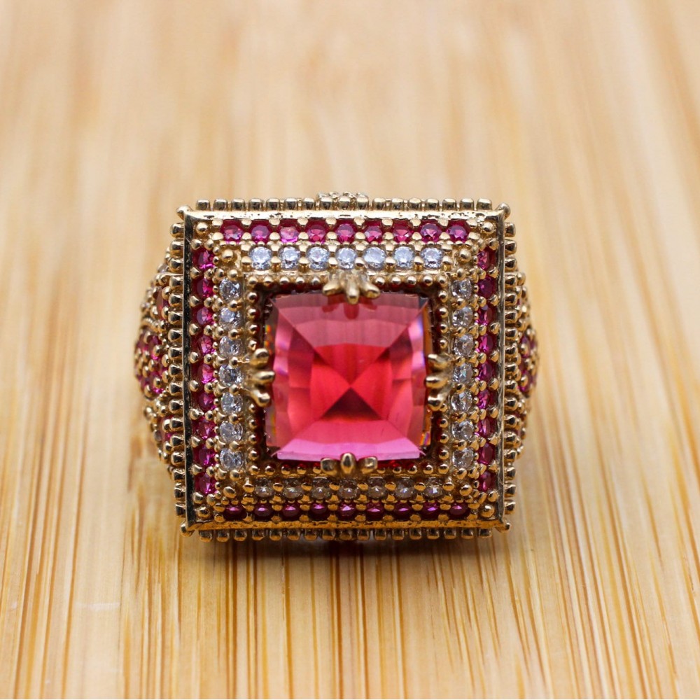 Ruby Ring, Handmade Women's Ring, Turkish Handmade Ring, Authentic Ring, Ottoman Ring, Ladies Ring, 925k Sterling Silver, Gift For Her,