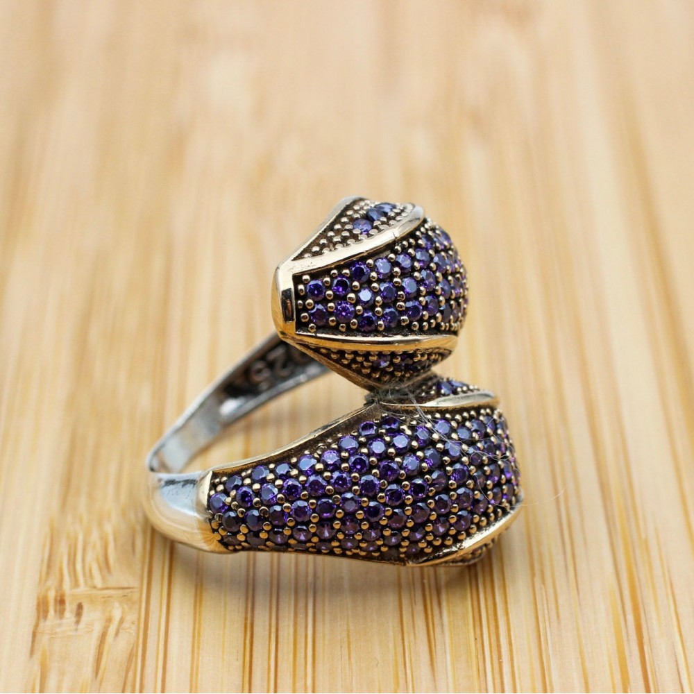 Amethyst Snake Ring, Handmade Women's Ring, Turkish Handmade, Silver Ladies Ring,  Snake Ring, Ladies Ring, 925k Sterling Silver Ring, Snake