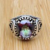 Mystic Topaz Ring, Handmade Ring, Turkish Handmade Silver Men Ring, Mystic Topaz Ring, Men's Jewelry, Gift for Him, 925k Sterling Silver