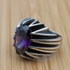 Mens Handmade Ring, Turkish Handmade Silver Men Ring, Ottoman Men Ring, Amethyst Ring, Men Jewelry, Gift for Him, 925k Sterling Silver Ring