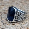 Turkish Handmade Silver Men Ring, Mens Handmade Ring, Ottoman Ring, Sapphire Ring, Men's Jewelry, Gift for Him, 925k Sterling Silver Ring