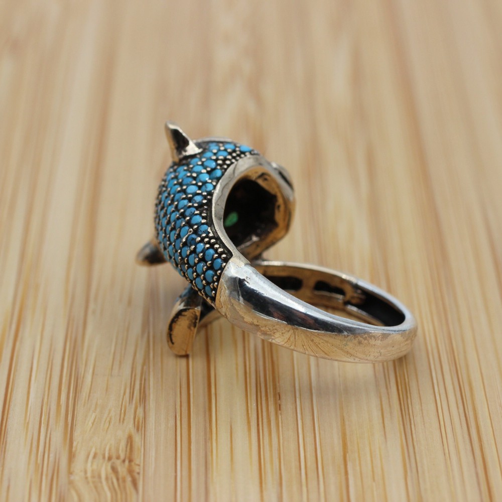 Turquoise Tiger Ring, Handmade Women Ring, Turkish Handmade Silver Ladies Ring, Women Ring, Ladies Ring, 925k Sterling Silver, Tiger Ring,