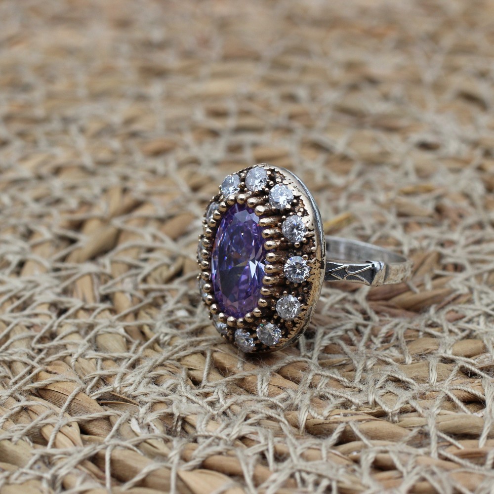 Amethyst Ring, Handmade Women's Ring, Turkish Handmade, Silver Ladies Ring, Ottoman Ring, Authentic, Ladies Ring, 925k Sterling Silver Ring,