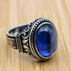 Turkish Handmade Silver Men Ring, Mens Handmade Ring, Ottoman Ring, Sapphire Ring, Men's Jewelry, Gift for Him, 925k Sterling Silver Ring