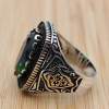 Mens Handmade Ring, Turkish Handmade Silver Men Ring, Ottoman Men Ring, Emerald Ring, Men's Jewelry, Gift for Him, 925k Sterling Silver Ring