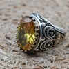 Citrine Men's Ring, Handmade Men's Ring, Turkish Handmade Ring, Ottoman Men's Ring, Men's Jewelry, Gift for Him, 925k Sterling Silver Ring