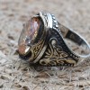 Turkish Handmade Silver Men's Ring, Men's Handmade Ring, Yemeni Ring, Topaz Men's Ring, Ottoman Ring, Gift for Him, 925k Sterling Silver,