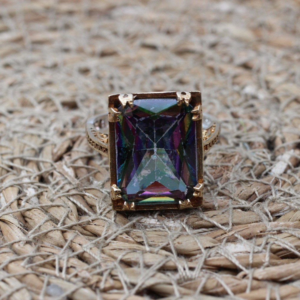Handmade Women's Ring, Mystic Topaz Ring, Turkish Handmade Ring, Ladies Ring, Ottoman Women Ring, Ladies Ring, 925k Sterling Silver Ring,