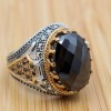 Turkish Handmade Silver Men's Ring, Men's Handmade Ring, Yemeni Men's Ring, Onyx Ring, Ottoman Ring, Gift for Him, 925k Sterling Silver,
