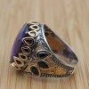 Men's Handmade Ring, Yemeni Ring, Amethyst Ring, Turkish Handmade Silver Men Ring, Ottoman Men Ring, Gift for Him, 925k Sterling Silver Ring