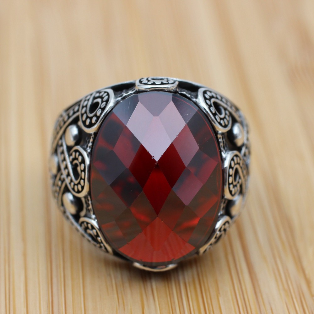 Mens Handmade Ring, Turkish Handmade Silver Men Ring, Ottoman Men Ring, Ruby Ring, Men's Jewelry, Gift for Him, 925k Sterling Silver Ring Mens Handmade Ring, Turkish Handmade Silver Men Ring, Ottoman Men Ring, Ruby Ring, Men's Jewelry, Gift for Him, 925k Sterling Silver Ring