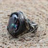 Mystic Topaz Ring, Handmade Ring, Turkish Handmade Silver Men Ring, Mystic Topaz Ring, Men's Jewelry, Gift for Him, 925k Sterling Silver