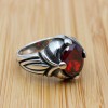 Mens Handmade Ring, Turkish Handmade Silver Men Ring, Ottoman Men Ring, Ruby Ring, Men's Jewelry, Gift for Him, 925k Sterling Silver Ring