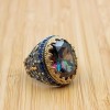 Mystic Topaz Men's Ring, Handmade Men's Ring, Turkish Handmade Ring, Silver Men's Ring, Men's Jewelry, Gift For Him, 925k Sterling Silver Mystic Topaz Men's Ring, Handmade Men's Ring, Turkish Handmade Ring, Silver Men's Ring, Men's Jewelry, Gift For Him, 925k Sterling Silver