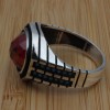 Turkish Handmade Ring, Men's Handmade Ring, Cubic Zircon, Ottoman Men's Ring, Ruby Ring, Men's Jewelry, Gift for Him, 925k Sterling Silver,