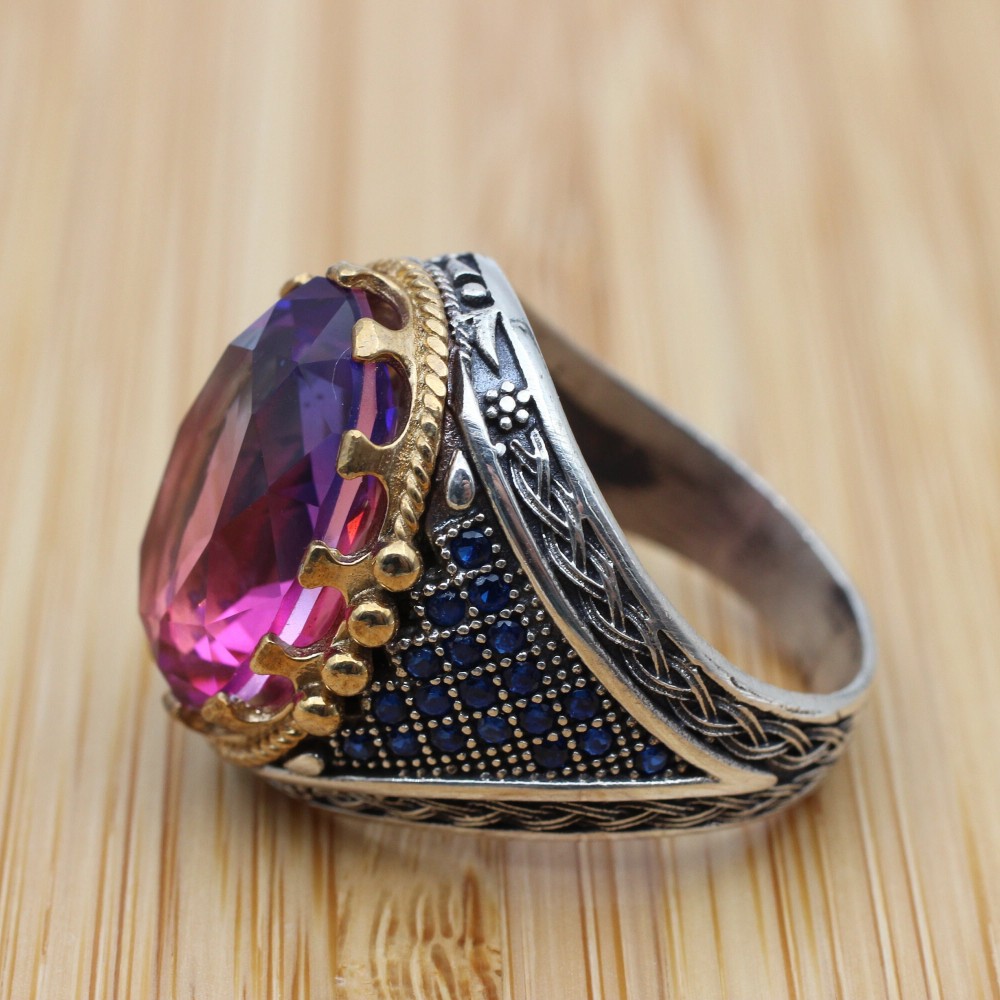 Men's Handmade Ring, Turkish Handmade Men's Ring, Ottoman Men's Ring, Tourmaline Men's Ring, Men's Ring, Gift for Him, 925k Sterling Silver Men's Handmade Ring, Turkish Handmade Men's Ring, Ottoman Men's Ring, Tourmaline Men's Ring, Men's Ring, Gift for Him, 925k Sterling Silver