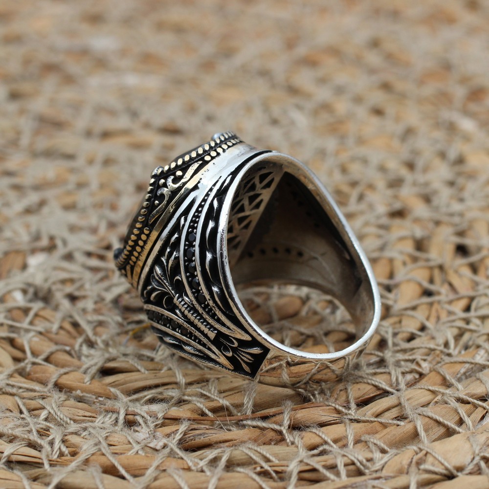 Turkish Handmade Silver Men's Ring, Men's Handmade Ring, Yemeni Men's Ring, Onyx Ring, Ottoman Ring, Gift for Him, 925k Sterling Silver, Turkish Handmade Silver Men's Ring, Men's Handmade Ring, Yemeni Men's Ring, Onyx Ring, Ottoman Ring, Gift for Him, 925k Sterling Silver,