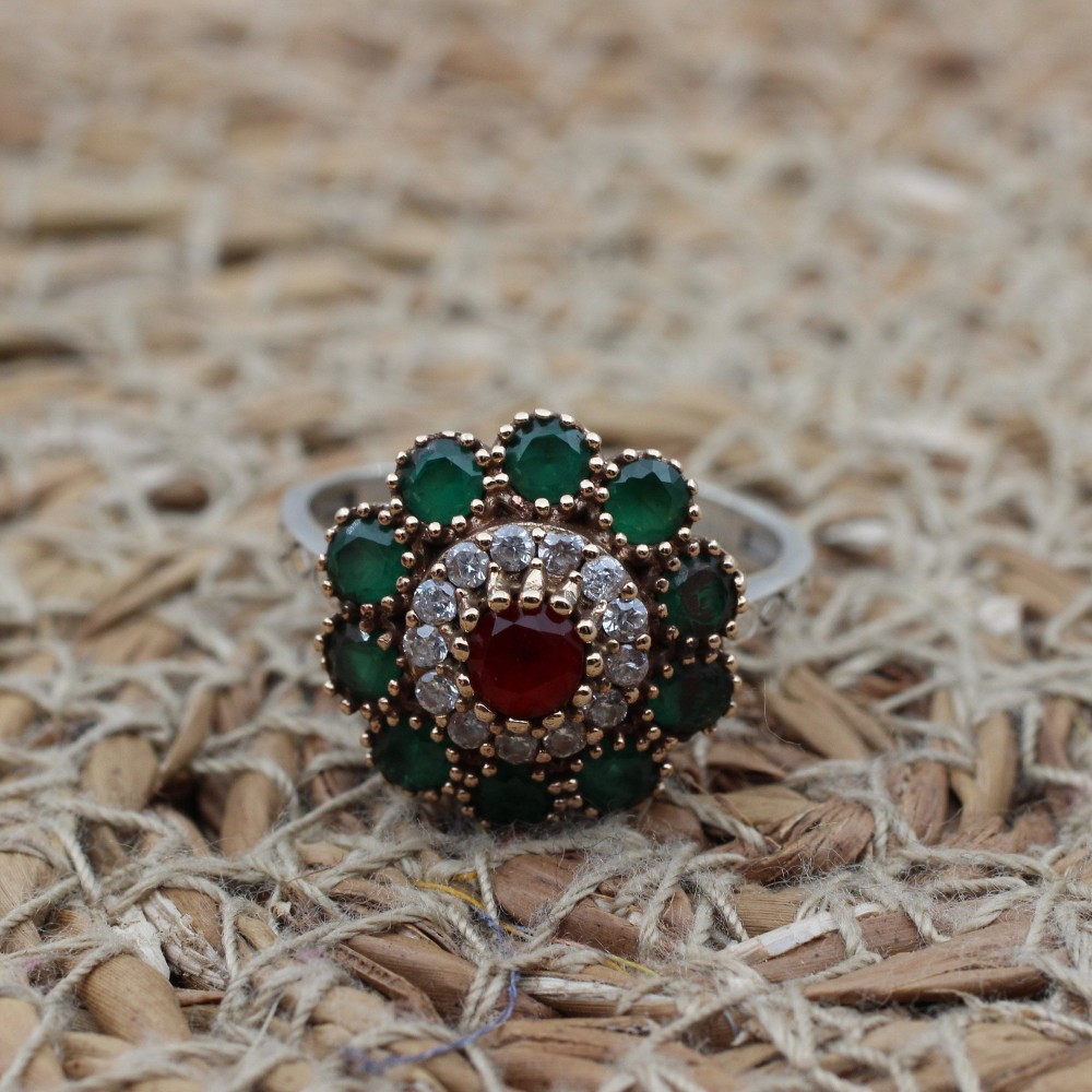 Ruby Ring, Handmade Women's Ring, Turkish Handmade Ring, Authentic Ring, Ottoman Ring, Ladies Ring, 925k Sterling Silver, Gift For Her,