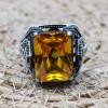 Citrine Men's Ring, Men's Handmade Ring, Turkish Handmade Ring, Ottoman Men's Ring, Men's Jewelry, Gift for Him, 925k Sterling Silver Ring