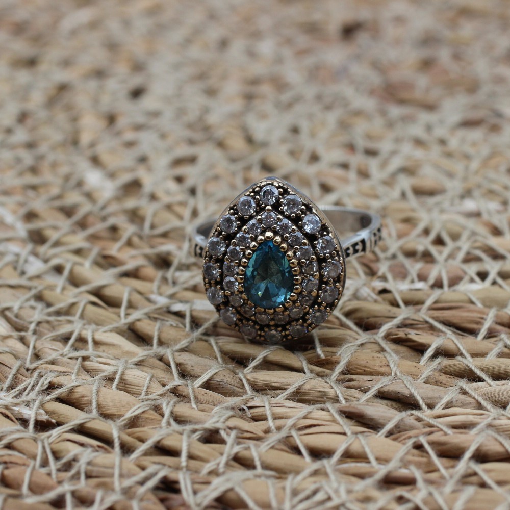 Aquamarine Set, Authentic Set, Handmade Women Set, Turkish Handmade, Ladies Jewelry Set, Earring, Ladies Set, 925k Sterling Silver, Jewelry,