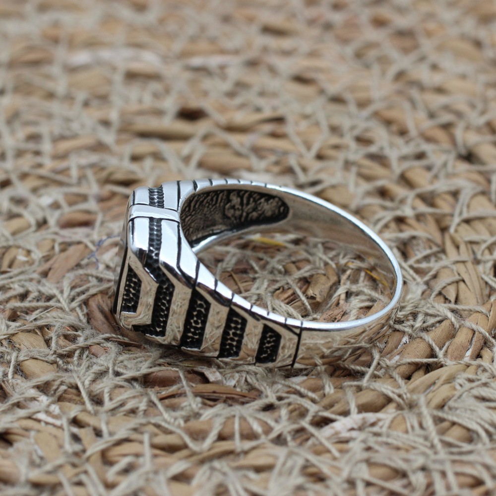 Handmade Silver Men's Ring, Onyx Men's Ring, Turkish Handmade Men's Ring, Men's Ring, Ottoman Mens Ring, Gift for Him, 925k Sterling Silver,