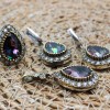 Mystic Topaz Set, Handmade Set Women, Turkish Handmade, Ladies Jewelry Set, Ottoman Set, Earring, Pendant, Ladies Set, 925 Sterling Silver