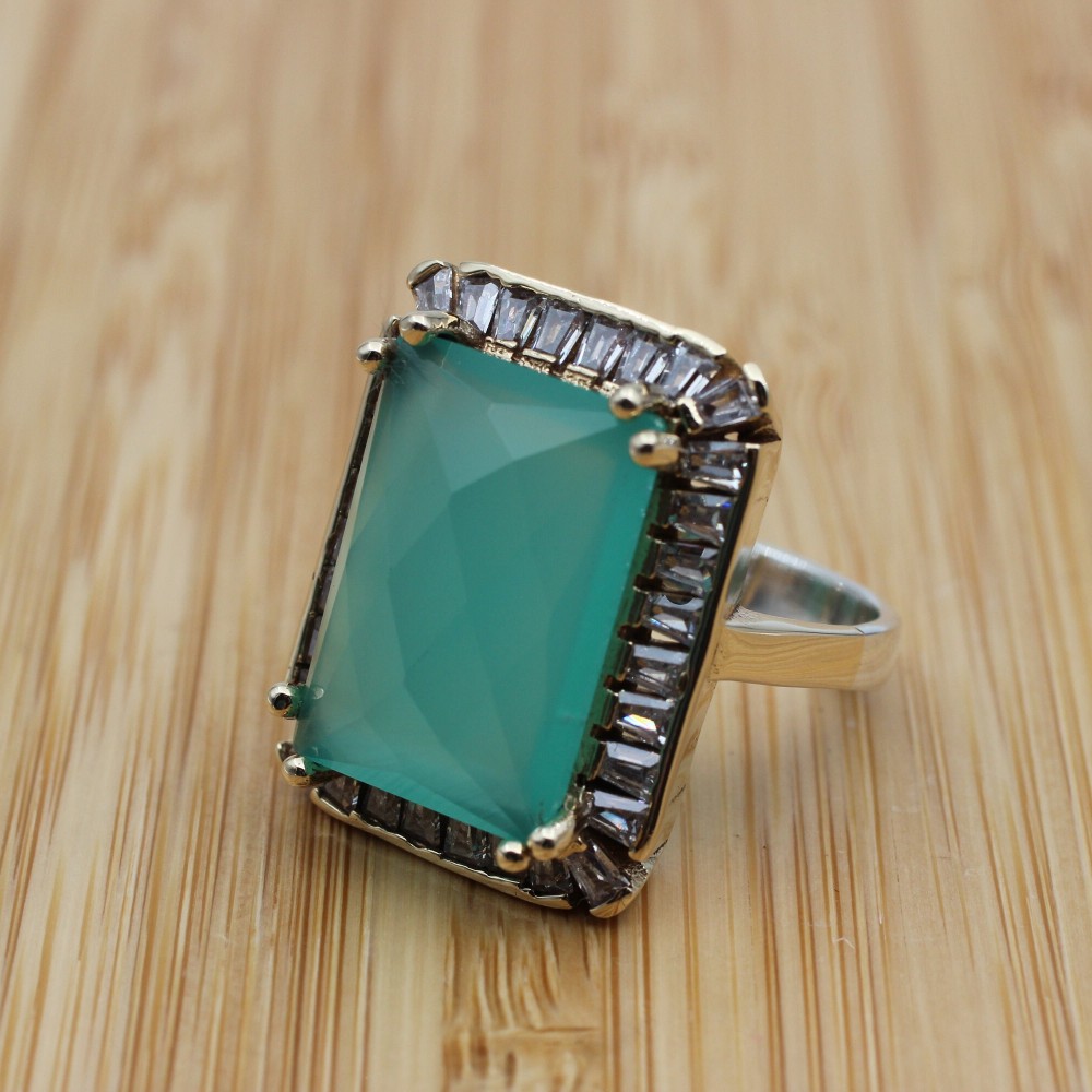 Turkish Handmade Ring, Silver Ladies Ring, Handmade Women Ring, Ottoman Women Ring, Jade Topaz Ring, Ladies Ring, 925k Sterling Silver Ring,