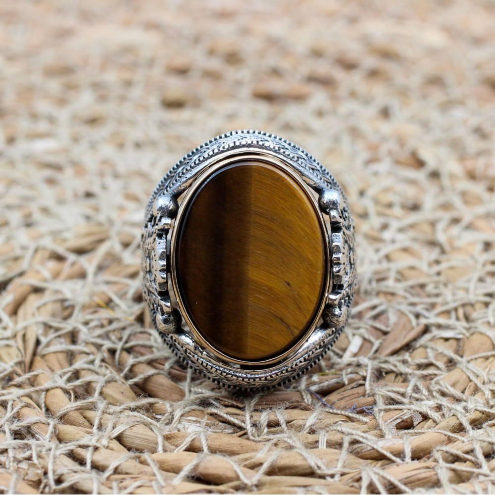 Tiger Eye Men's Ring, Ottoman Men's Ring, Handmade Men's Ring, Turkish Handmade Men's Ring, Men's Jewelry, Gift for Him, 925 Sterling Silver Tiger Eye Men's Ring, Ottoman Men's Ring, Handmade Men's Ring, Turkish Handmade Men's Ring, Men's Jewelry, Gift for Him, 925 Sterling Silver
