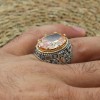 Topaz Men's Ring, Handmade Men's Ring, Men's Ring, Turkish Handmade Silver Men's Ring, Ottoman Mens Ring, Gift for Him, 925k Sterling Silver