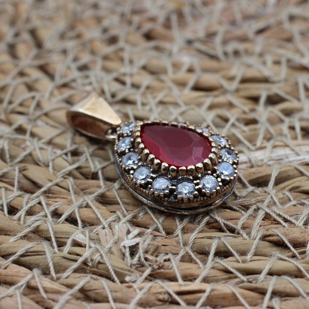 Ruby Set, Authentic Set, Handmade Set Women, Turkish Handmade, Ladies Jewelry Set, Earring, Pendant, Ladies Set, 925k Sterling Silver, Jewel