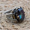 Mystic Topaz Ring, Handmade Ring, Turkish Handmade Silver Men Ring, Mystic Topaz Ring, Men's Jewelry, Gift for Him, 925k Sterling Silver