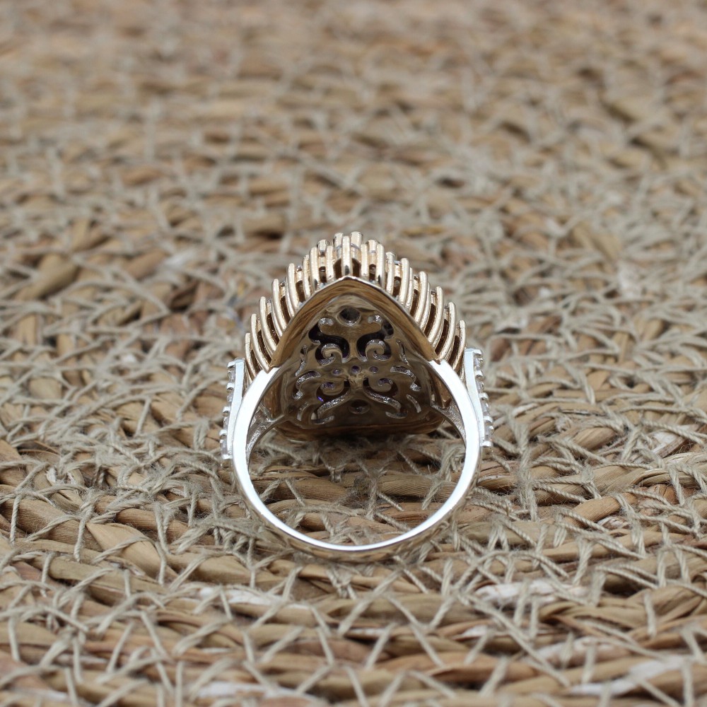 Amethyst Ring, Handmade Women's Ring, Turkish Handmade, Silver Ladies Ring, Ottoman Ring, Authentic, Ladies Ring, 925k Sterling Silver Ring,