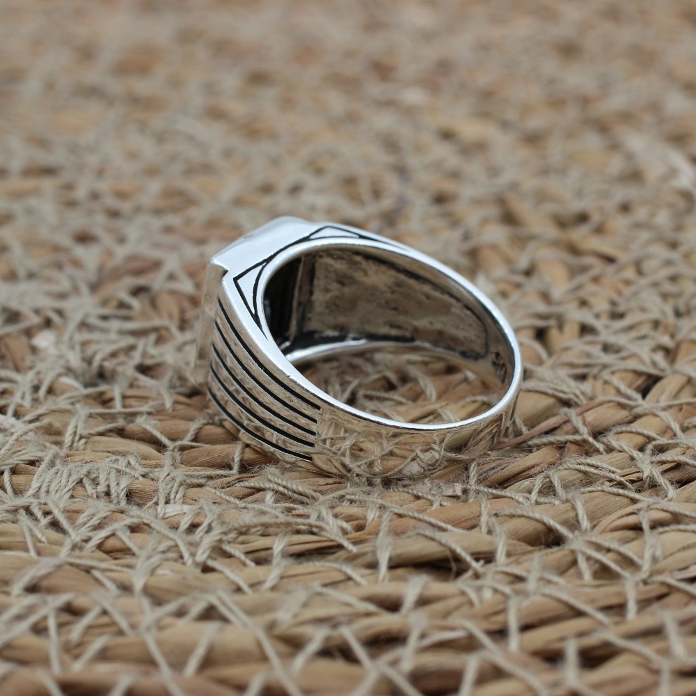 Handmade Silver Men's Ring, Onyx Men's Ring, Turkish Handmade Men's Ring, Men's Ring, Ottoman Mens Ring, Gift for Him, 925 Sterling Silver