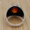 Amber Ring, Men's Handmade Ring, Ottoman Men Ring, Turkish Handmade Silver Men Ring, Men's Jewelry, Gift for Him, 925k Sterling Silver Ring