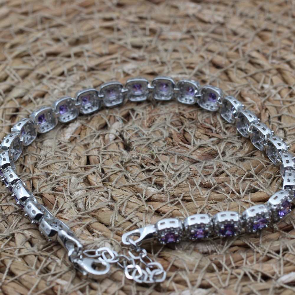 Amethyst Bracelet, Ottoman Bracelet, Handmade Bracelet, Bangle Cuff, Turkish Handmade, Ladies Bracelet, Gift For Her, 925k Sterling Silver,