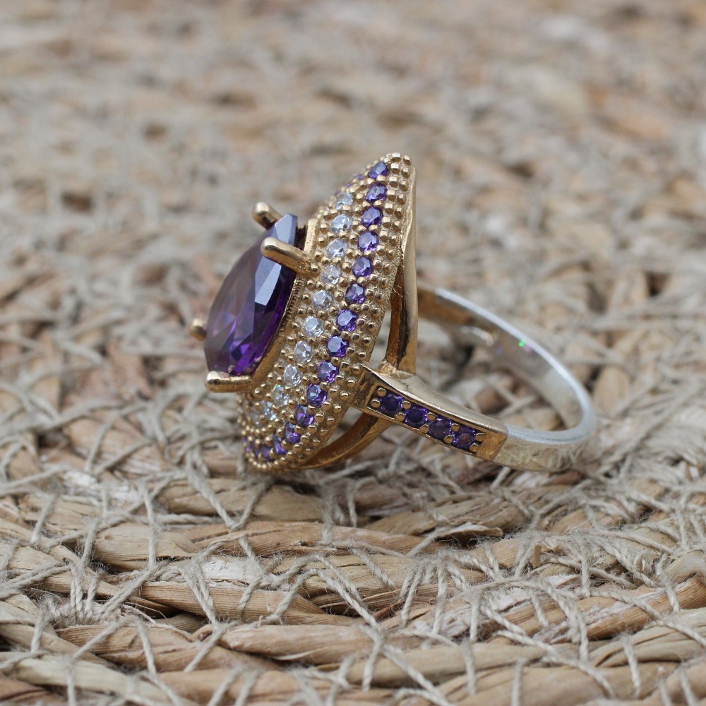Amethyst Ring, Handmade Women's Ring, Turkish Handmade, Silver Ladies Ring, Ottoman Ring, Authentic, Ladies Ring, 925k Sterling Silver Ring,