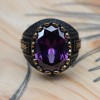 Amethyst Men's Ring, Mens Handmade Ring, Turkish Handmade Silver Men Ring, Ottoman Men Ring, Men Jewelry, Gift for Him, 925k Sterling Silver