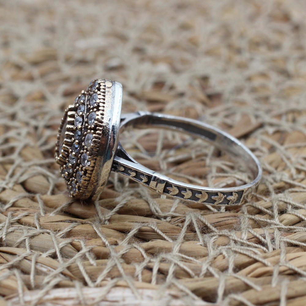 Zircon Ladies Ring, Handmade Women Ring, Turkish Handmade Silver Ladies Ring, Ottoman Ring, Ladies Ring, 925k Sterling Silver, Zircon Ring