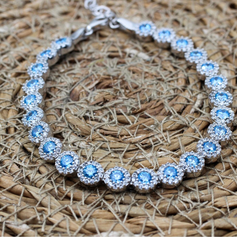 Aquamarine Bracelet, Ottoman Bracelet, Handmade Bracelet, Bangle Cuff, Turkish Handmade, Ladies Bracelet, Gift For Her, 925k Sterling Silver