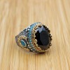 Turkish Handmade Silver Men's Ring, Men's Handmade Ring, Men's Ring, Onyx Men's Ring, Ottoman Mens Ring, Gift for Him, 925k Sterling Silver,