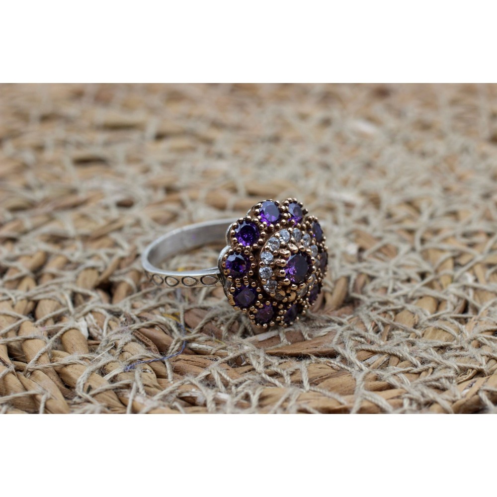 Amethyst Ring, Handmade Women's Ring, Turkish Handmade, Silver Ladies Ring, Ottoman Ring, Authentic, Ladies Ring, 925k Sterling Silver Ring,
