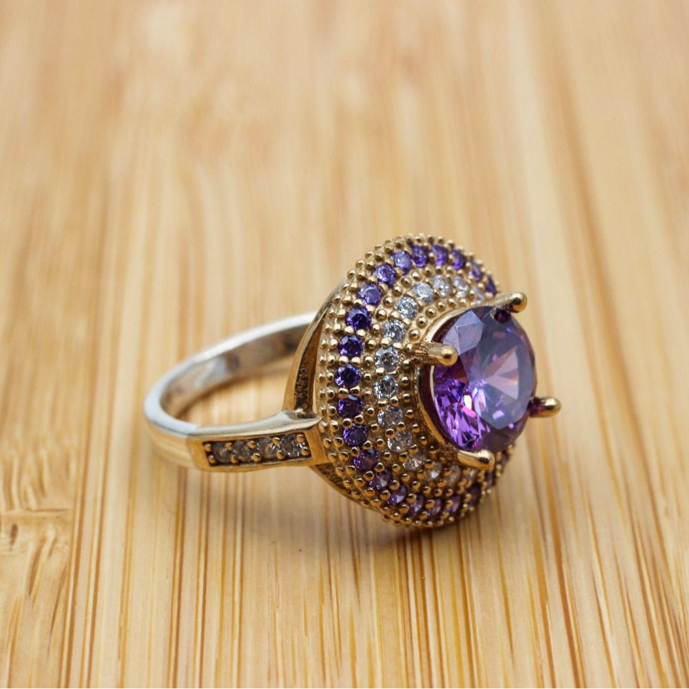 Amethyst Ring, Handmade Women's Ring, Turkish Handmade, Silver Ladies Ring, Ottoman Ring, Authentic, Ladies Ring, 925k Sterling Silver Ring,